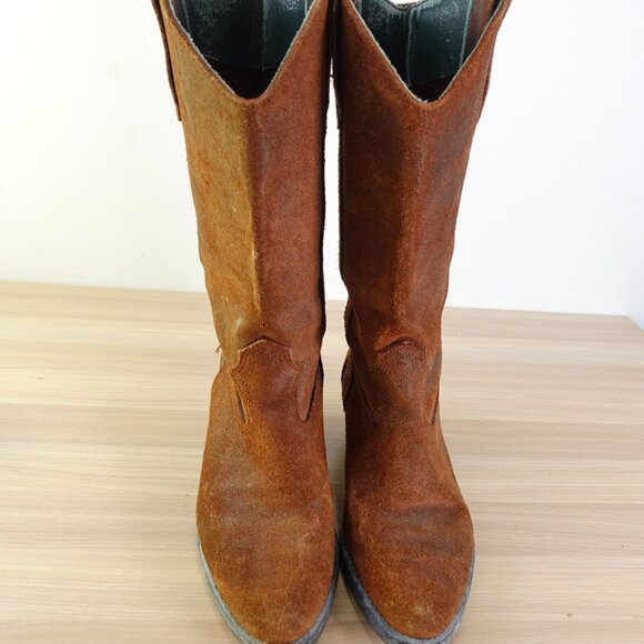 Vintage‎ Western Boots Leather 7.5 DEXTER Brown Cowboy Tall Mid Calf Rodeo USA - Picture 4 of 16
